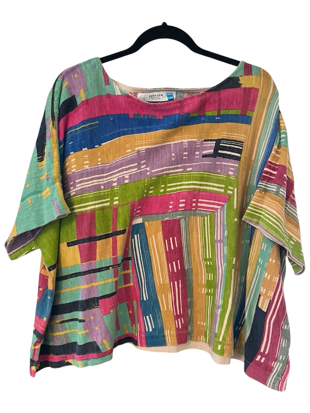 Anthro Sparrow Watercolor Multi-Colored Boxy Lightweight Oversized Sweater S/M